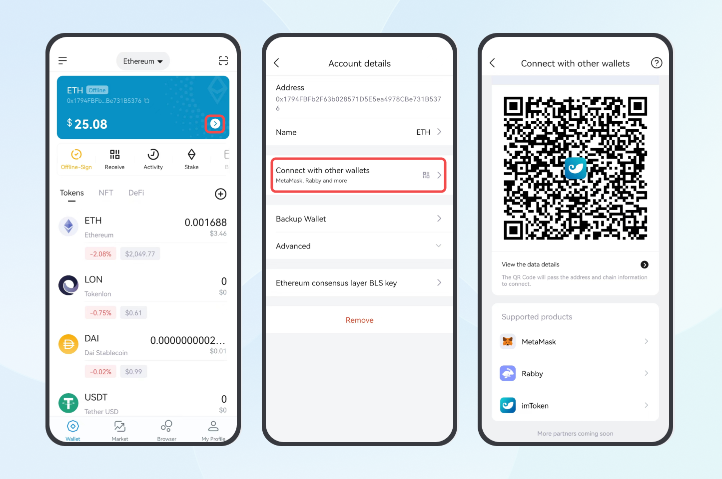 Use imToken as Cold Wallet to Connect to Extension Wallets for Enhanced