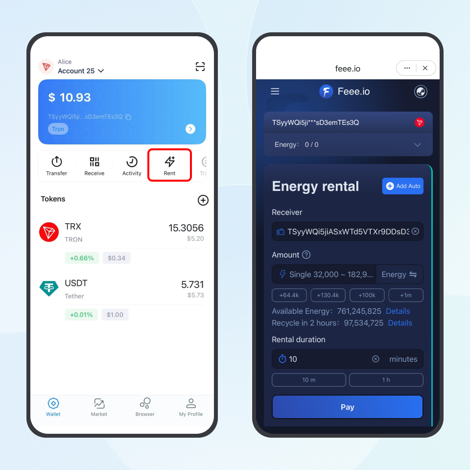 How to Rent Tron Energy on Feee.io？ – imToken - Ethereum Wallet, Bitcoin  Wallet - Help Center