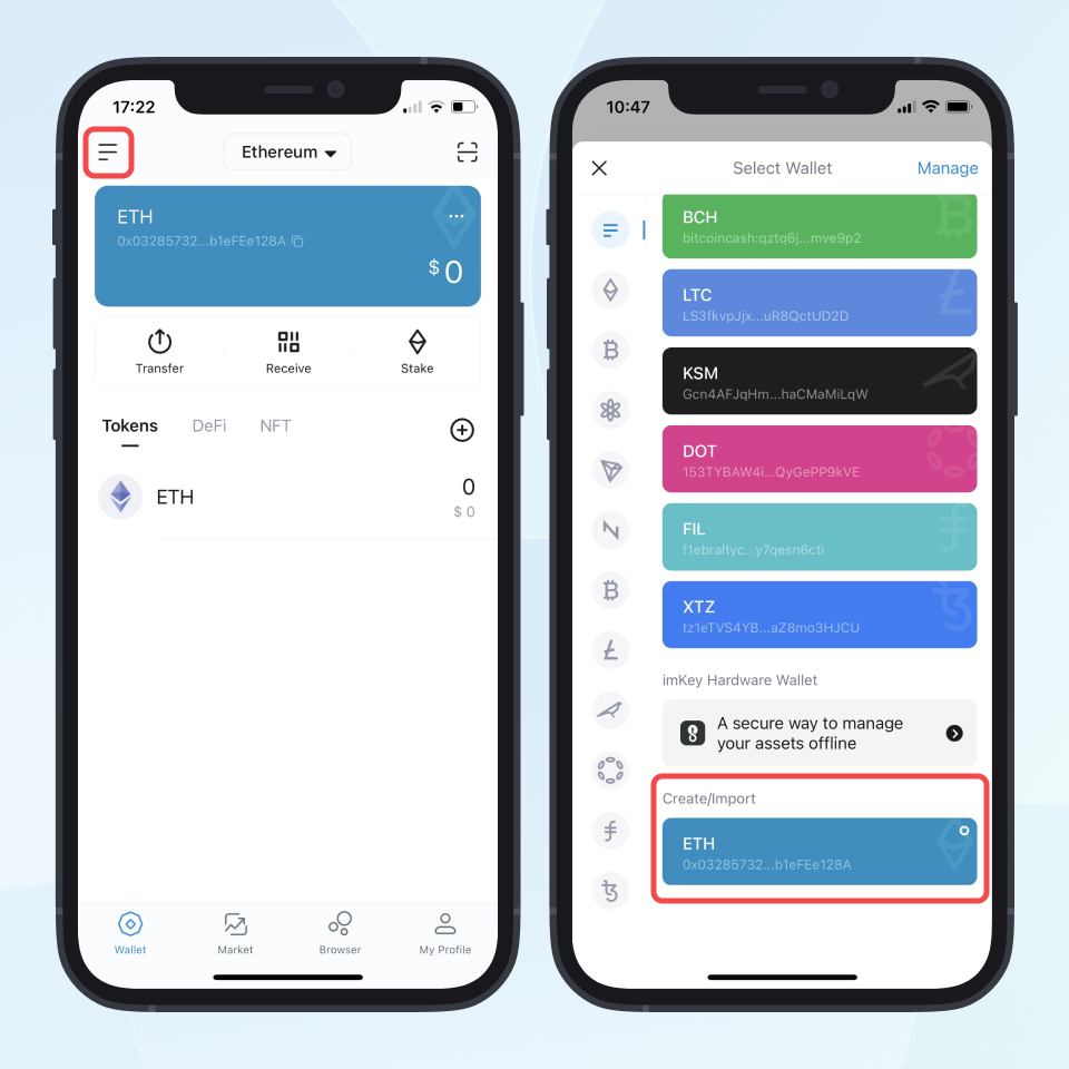 imToken Wallet Website | How to create a wallet? | World-renowned digital  asset management tool, supporting Bitcoin, Ethereum, DOGE, Vaulta, Cosmos,  Litecoin, TRON, BCH, Nervos, TON and other blockchains.